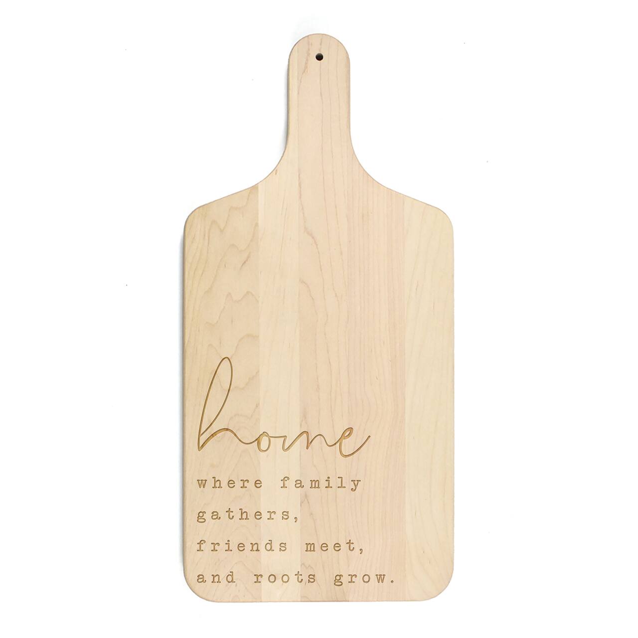 17" Home Where Family Gathers Maple Paddle Cutting Board